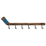 Litton Lane Wall Hook Hockey Stick Figure Brown Wood 6-Hanger Wall Mountable