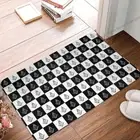 Bathroom Mat Freemason Checkered Pattern Doormat Flannel Carpet Balcony Rug Home