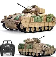 Ssccgym US M2A2 Bradley Large Remote Control Tank RC Battle Tank 1/16 War Military Vehicle Simulation Smoke No-Shooting Sound Effect Collection Model 44CM