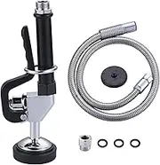Commercial Sink Sprayer Valve with Hose: iVIGA 45" Flexible Stainless Steel Commercial Kitchen Spray Hose - 1.3 & 3.85 GPM High Pressure Pre Rinse Spray Nozzle - Black 7/8"-20UNEF Handle Assembly