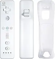 GLOWANT Remote Controller and Nunchuck Controller Compatible for Nintendo Wii and Wii U Controller Wii Controller with Silicone Case and Wrist Strap Built-in Motion Plus(White)