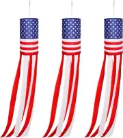 3Pcs 40 Inch American US Flag Windsock Stars and Stripes for Flag Day and 4th of