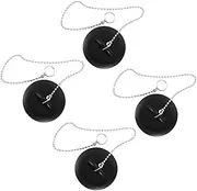 4pcs Black Silicone Water Stopper Sink Plug for Bathroom Easy to Use Leakproof Sturdy Chain Tidy Clean Design