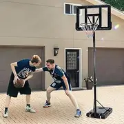 Basketball Hoop Outdoor, 1.36M-3.05M Height Adjustable, Portable Basketball Hoops & Goals for Kids Youth and Adults in Backyard/Driveway/Swimming Pool/Indoor, PET Backboard and Enlarged Base