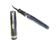 Rare NR MINT Late 1930´s Italian ELMA Blue Celluloid Fountain Pen Flexy M F-BB