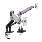 Brateck Dual Monitor Premium Aluminium Spring-Assisted Monitor Arm Fit Most 17'-32' Flat Panel and Curved Monitors Up to 9kg per screen (Sliver)