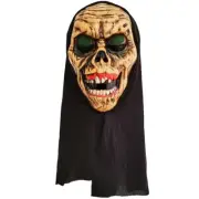 Skeleton Tales From The Crypt Plastic Mask & Black Hood Scary Evil Zombie New