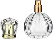 AKOAK 1 Pack 50 ml (1.76oz) Transparent Glass Perfume Bottle Set with Diamond Crystal Crown Transparent Refillable Spray Bottle Portable Pumpkin Shaped Perfume Empty Bottle, WHITE, 6.5