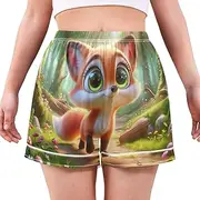 [RPLIFE] Sleepwear for Women Pajama Set, Summer Pajama Sets for Women Soft, Cute Fox Big Eyes, Medium