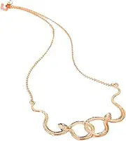 [WOFASHPURET] 1pc Double Snake Short Clavicle Chain Necklace Elegant Chic Necklace (golden)