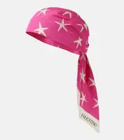 [Valentino] Valentino Printed cotton and silk headscarf One Size pink