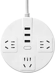 Power Board, Power Strip with 3 AC Outlets and 3 USB Ports, 1.8M Power Cord Desktop Charging Station, Outlet Extender, Overload Protection, Compact Portable for Travel Home Office Cruise Ship