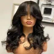 Body Wave Human Hair Wigs With Bangs Wig Brazilian Hair Wig With Bangs Wigs For Women 180 Density 24 Inch