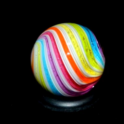 HOT HOUSE GLASS MARBLE/.669"-6 COLOR DICHROIC RAINBOW-ORANGE,NEON YELLOW,MAGENTA
