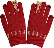[JINZIJINYU] Ladies Knitted Glove Touch Screen Christmas Red Fingerless Gloves For Women Winter Students Cute Thick Plush Riding Warm Winter