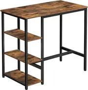Dining Table with 3 Shelves and Industrial Style Stable Steel Structure, 109 x 60 x 100 cm, Rustic Brown