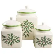New Lenox 894177 Holiday 3-Piece Canister Set Retail $300