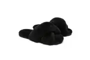 AUSTRALIAN SHEPHERD UGG Women Crossover Fluffy Slides Linty Black