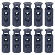 30Pcs 4mm Cord Lock Plastic Double Hole Spring Toggle Stoppers, Navy Blue