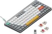 nuphy Air75 V2 Wireless Mechanical Keyboard, 84 Keys RGB Hot-Swap Keyboard, Supports Bluetooth 5.1, 2.4G and Wired Connection C for PC/Laptop/Windows/Mac-Grey Gateron Red Switch