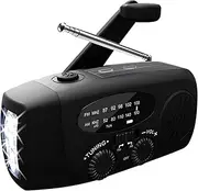 Emergency Radio Hand Crank Solar Weather Radio 1200mAh AM/FM/NOAA Emergency Weather Radio Portable Power Bank with Solar Charging & Hand Crank & Battery Operated LED Flashlight Cell Charger