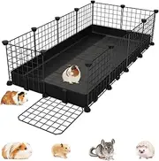 Small Animal Playpen with Waterproof Mat,Guinea Pig Cages,C&C Cage for Hamster,Rabbit,Bunny,Hedgehog,Chinchilla,Ferret,Indoor Outdoor Portable Metal Wire Yard Fence,Metal Pet Panels-12pcs