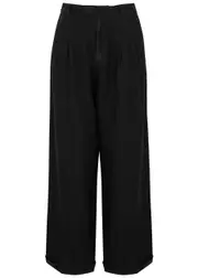 Free People Lyla Wide-leg Linen Trousers - Black - 14 14