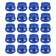 0.7x0.8" Cord Locks, 100 Pack Double Hole Spring End Toggle Stopper, Blue