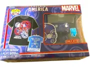 New Funko Pop Tees: Med. Marvel Captain America Art Series POP & Tee Target