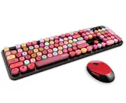 2.4G Wireless Keyboard and Mouse Waterproof Color Lipstick Mechanical Keyboard Office Suit for Girls