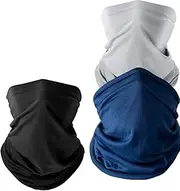 [QE] Neck Gaiter Big & Tall Large Fit for Large Head & Neck Size 3 Pack, Black, Grey, Navy