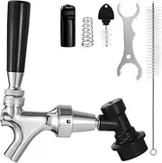 Dbgogo Beer Faucet Ball Lock Kit, Stainless Steel Core Self-Closing Beer Tap Faucet Chrome-Plated Brass Beer Keg Tap Faucet with Ball Lock Quick Disconnect Picnic Party Cornelius Corny Keg Tap Kit