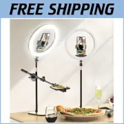 12" Adjustable Desk Ring Light with Stand & Phone Holder for Seamless Streaming