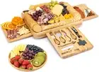 Large Charcuterie Boards Set, Bamboo Cheese Board and Knife Set, Serving Platter