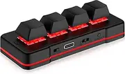 4 Key Mini Keypad USB Wired & BT Wireless Mini Keyboard Customized Programmable Computer Keyboard Mouse for Video Game Control Office Work Sheet Music Page Turner HID (Black)