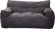 HWOEK Bean Bag Chair Cover for Adults and Kids (No Filler) Premium Cotton and Linen Double Lazy Sofas Cover Soft Lounger Seat Beanbag Cover 45.3" x29.1" x24.8",Dark Gray