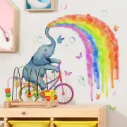 Rainbow Elephant Bubble Butterfly Wall Decal Nursery Baby Room Decor Art Sticker