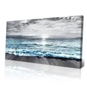 Wapluam Large Canvas Wall Art For Living 40L" x 20W" Blue Ocean Wall Painting