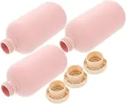 iplusmile 3Pcs Travel Pink Shampoo and Conditioner Bottles Refillable Leakproof Dispensers for Body Wash and Lotion Lightweight Containers