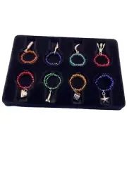 Mikasa Stemware Charms Pack of 8 Colored Beaded Wine Glass Silver Charms NYE fun