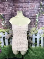 Charlotte Russe Pink Strapless Ruffle Bodycon Top Blouse Sz M Stretchy_5997