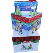 2 Boxes Nesting Stacking Boxes Christmas Pattern Holiday MIXED SET NEW CUTE FUN