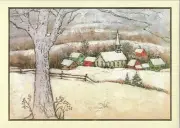 ILLUSTRATED CHRISTMAS CARD, "SNOWY VILLAGE" by PETER PAUPER PRESS NEW (8)
