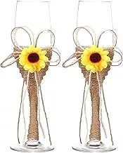 NAMOARLY 1Pair Sunflower Goblets Creative Wine Glasses with Rope Elegant Wedding Decoration Party Toasting Glasses