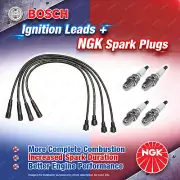 4 x NGK Spark Plugs + Bosch Ignition Leads for Kia Rio JB G4EE 1.4L 07-11 400mm (for: Kia)