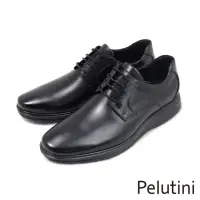 在飛比找momo購物網優惠-【Pelutini】經典素面軟墊休閒綁帶德比鞋 黑色(312