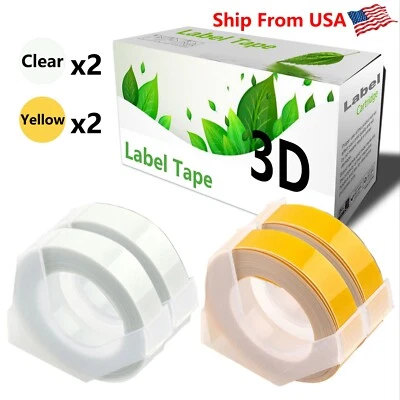 (2Clear+2Yellow) LabelTape Fit For Dymo 20008 Dymo 814580 Label Makers