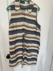 Mud Pie Savannah Shirt Dress Large New With Tags Drawstring Waist