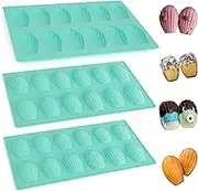 Zorazio 3Pack Madeleine Pan Nonstick, Silicone Madeleine Pans for Baking,12Cavity Shell Shaped Baking Mold,Heavy Duty Madeleine Cookie Pan for Oven