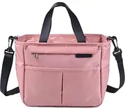 Becailyer Insulated Lunch Bags for Women, Lunch Bag for Girls,Wide-Open Tote Cooler Bag with Removable Adjustable Shoulder Strap with Side Pocket, Reusable Lunch bag for Picnic School Office (Pink)